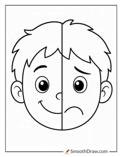 Happy Sad Face Coloring Page
