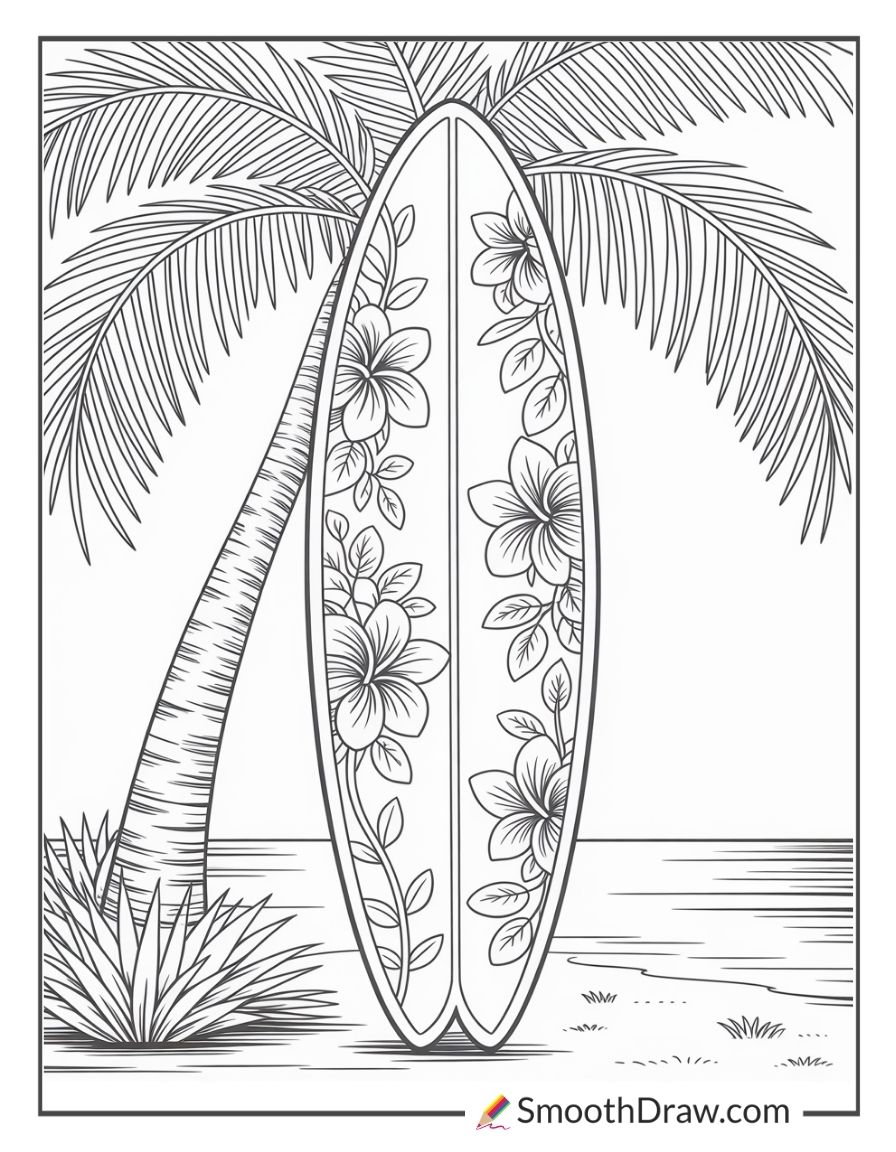 hawaiian surfboard coloring pages