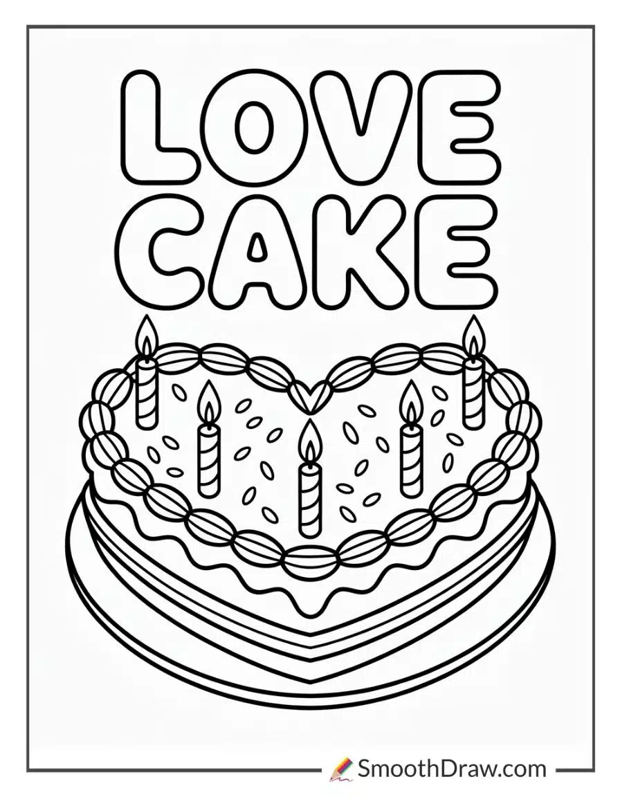 Heart Cake Coloring Pages