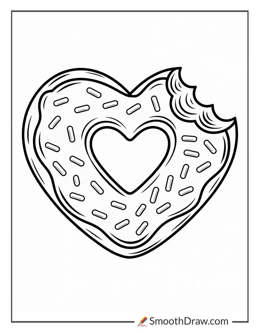Heart Donut Coloring Page 1