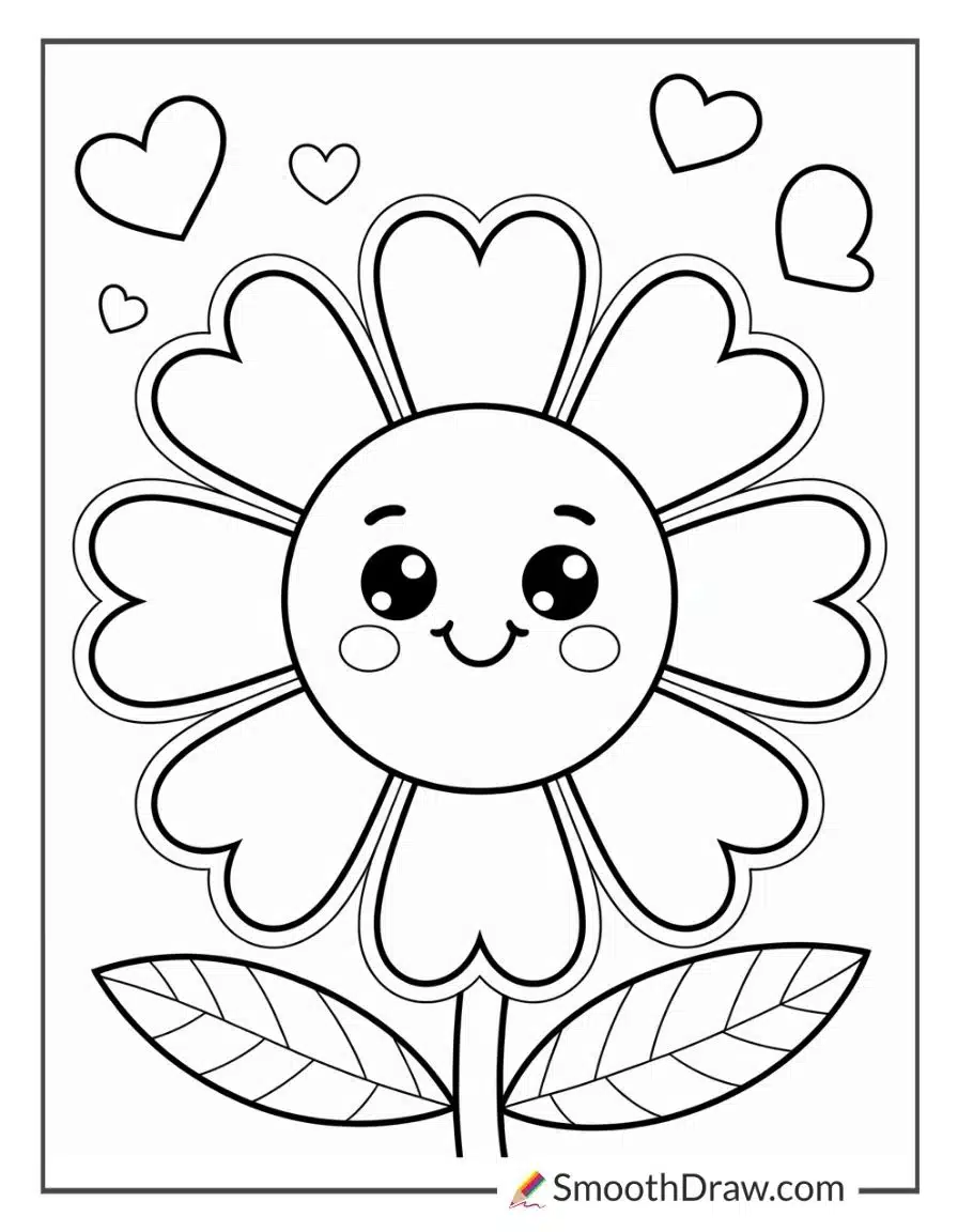 heart flower coloring page