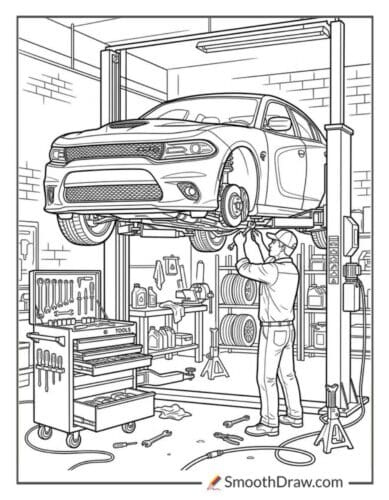 Hellcat At A Mechanic Shop