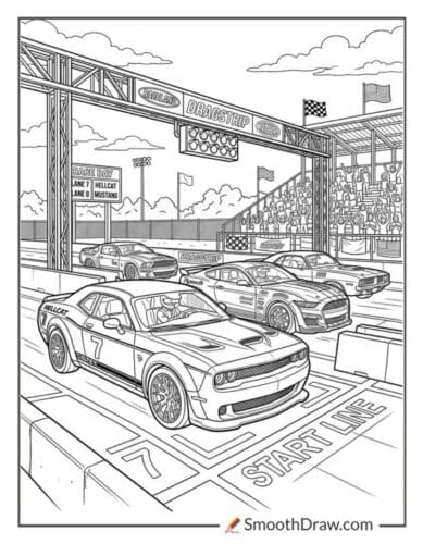 Hellcat At The Race Starting Line