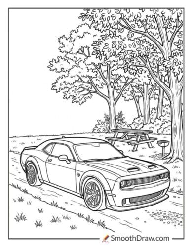 Hellcat Car At A Picnic Park