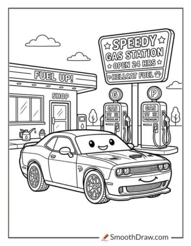 Hellcat Parked At A Gas Station