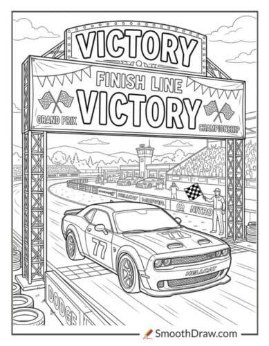 Hellcat With A Finish Line Banner