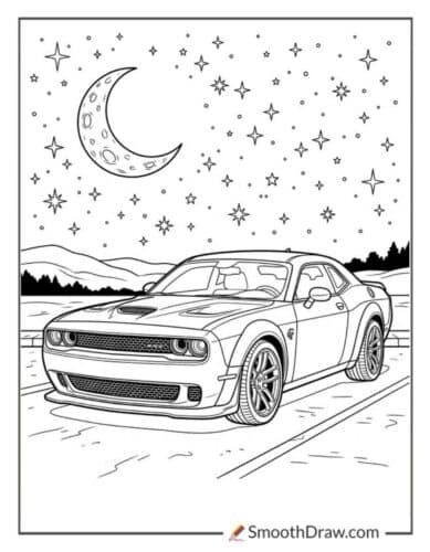 Hellcat With A Starry Night Sky