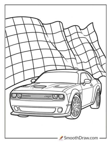 Hellcat With Checkered Flag Background