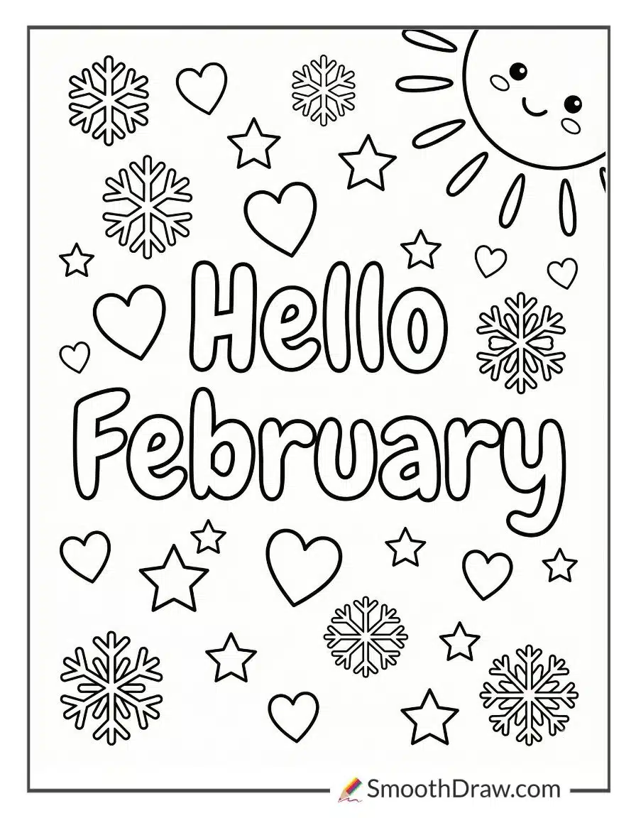 Hello February Coloring Pages