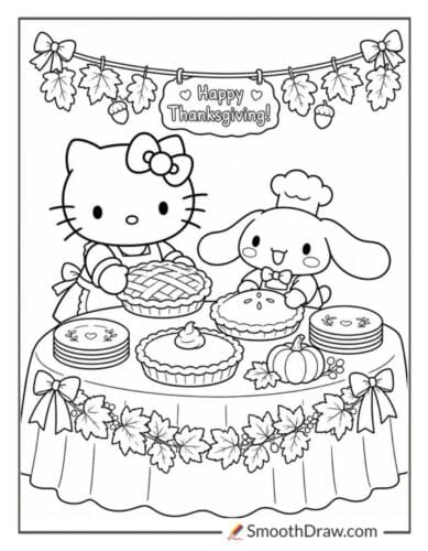 Hello Kitty And Cinnamoroll Pie Table