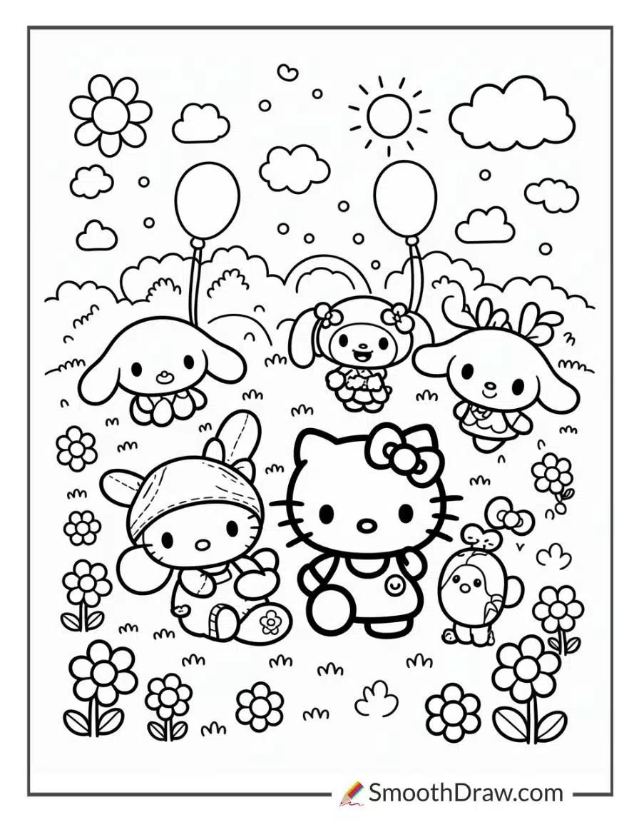 Hello Kitty And Friends Coloring Pages 1