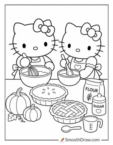 Hello Kitty And Mimmy Baking Pies
