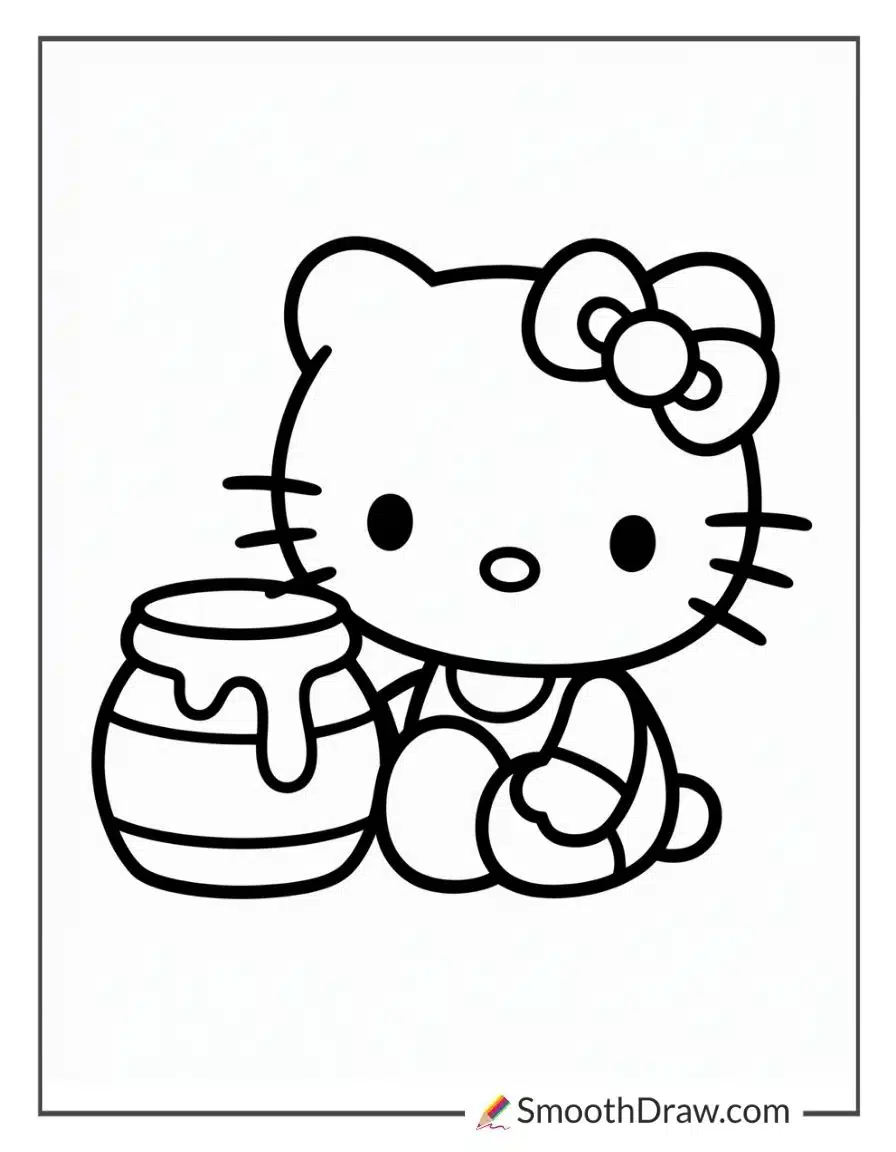 Hello Kitty Bear Coloring Page
