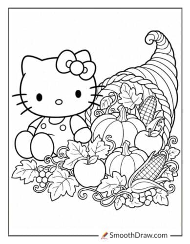 Hello Kitty Beside A Cornucopia