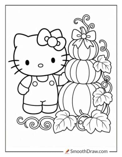 Hello Kitty Beside Pumpkin Stack