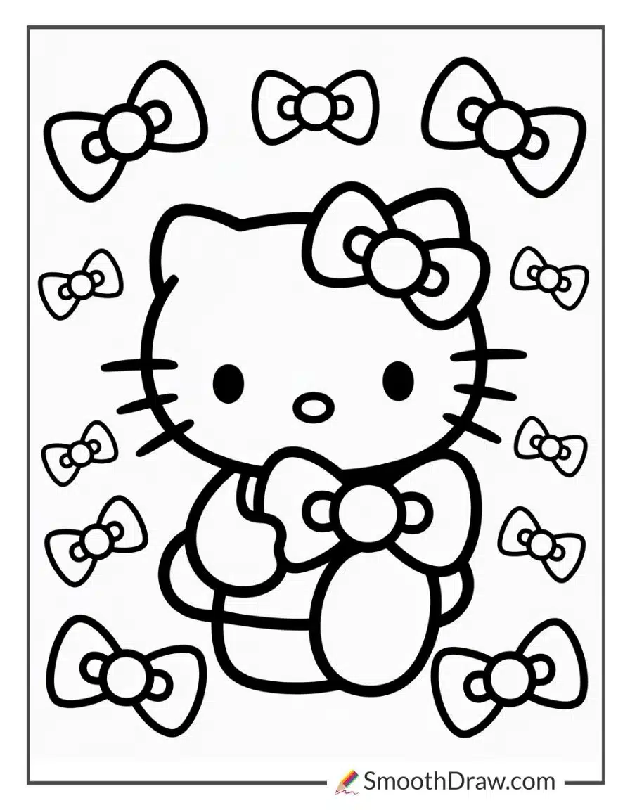 Hello Kitty Bow Coloring Page