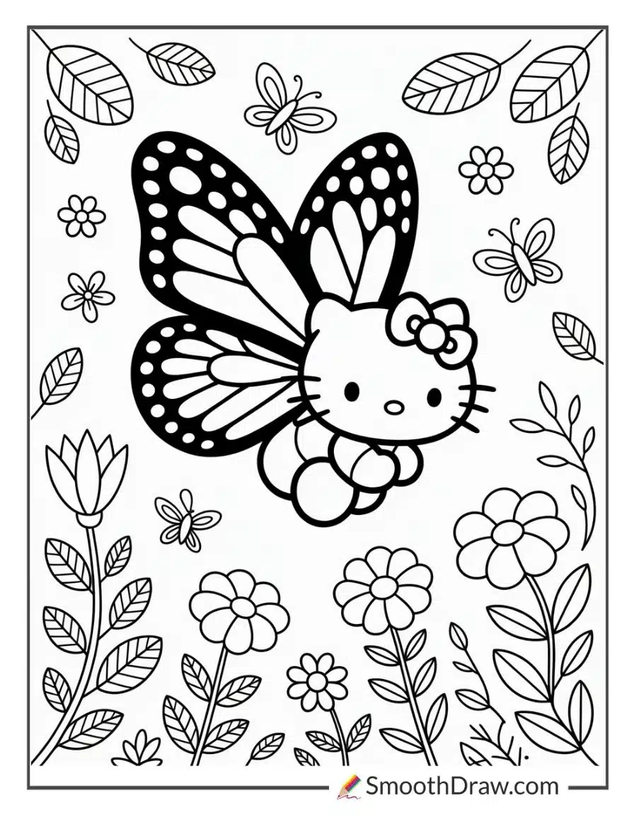 Hello Kitty Butterfly Coloring Pages