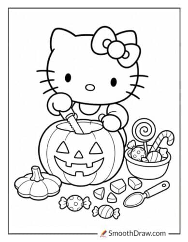 Hello Kitty Carving A Jack O Lantern