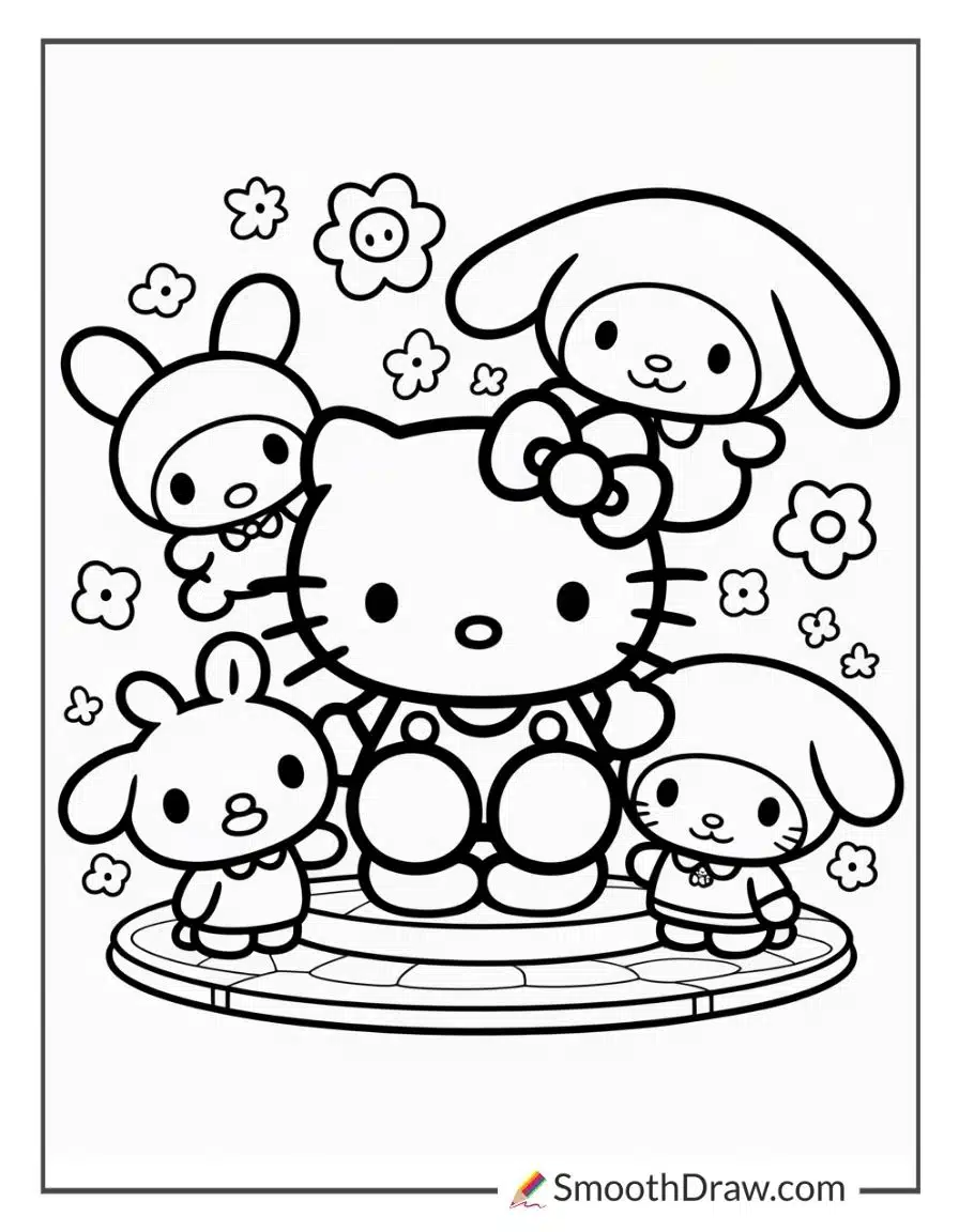 Hello Kitty Characters Coloring Pages