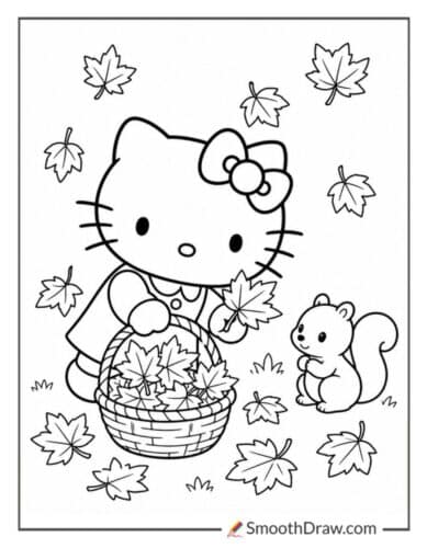 Hello Kitty Collecting Maple Leaves
