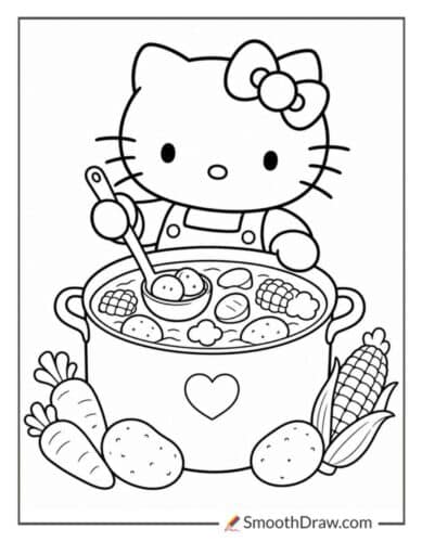 Hello Kitty Cooking Vegetable Soup