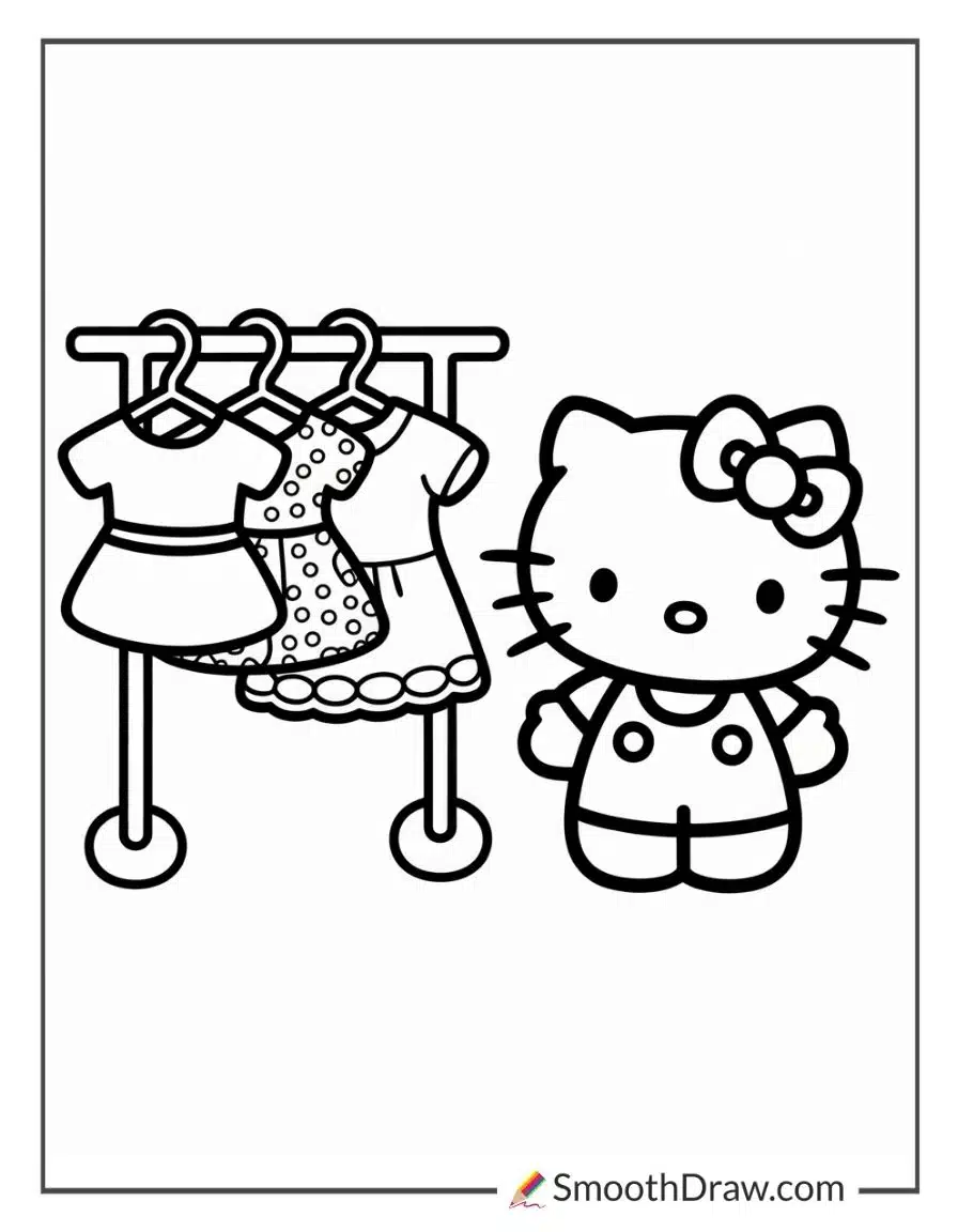 Hello Kitty Dress Up Coloring Pages