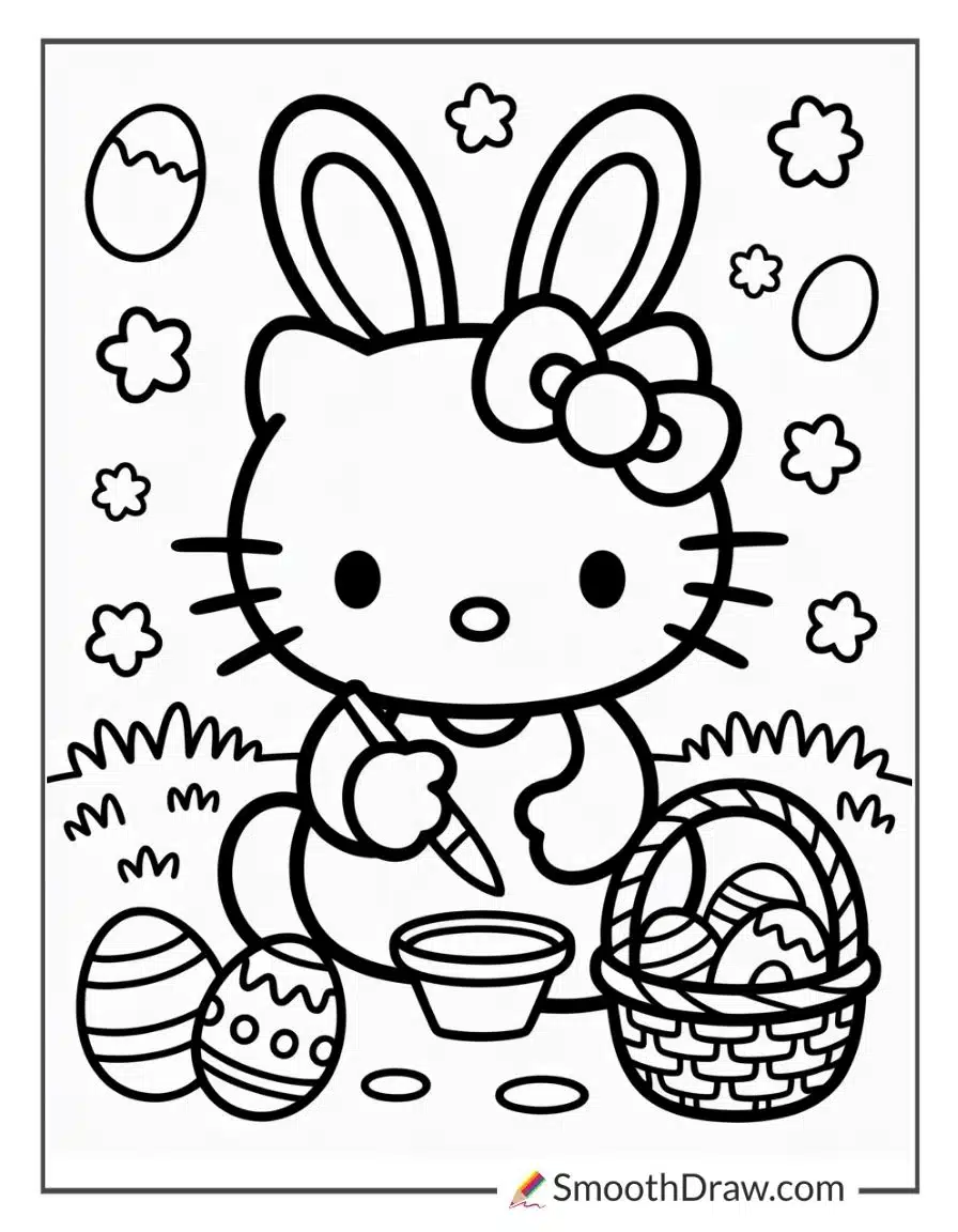 Hello Kitty Easter Coloring Pages 1