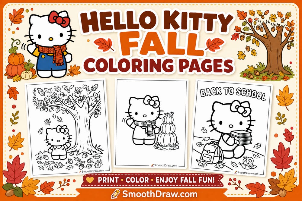 Hello Kitty Fall coloring pages