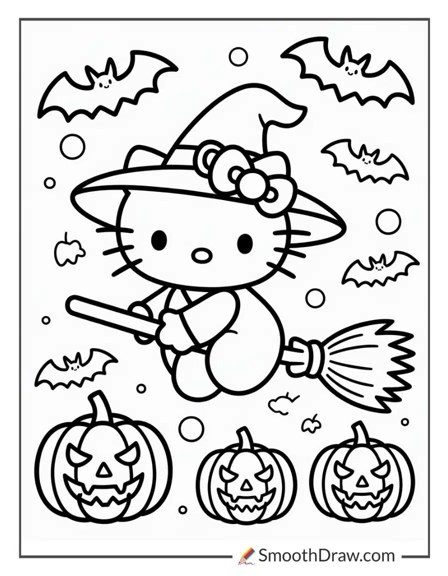 Hello Kitty Halloween Coloring Pages 2