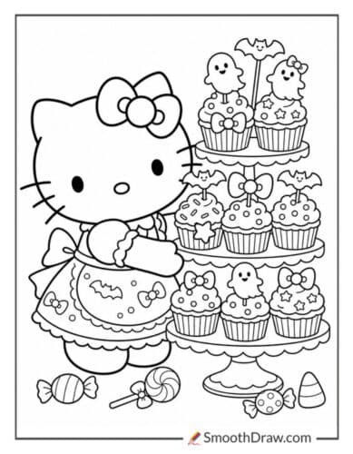 Hello Kitty Halloween Cupcake Tower