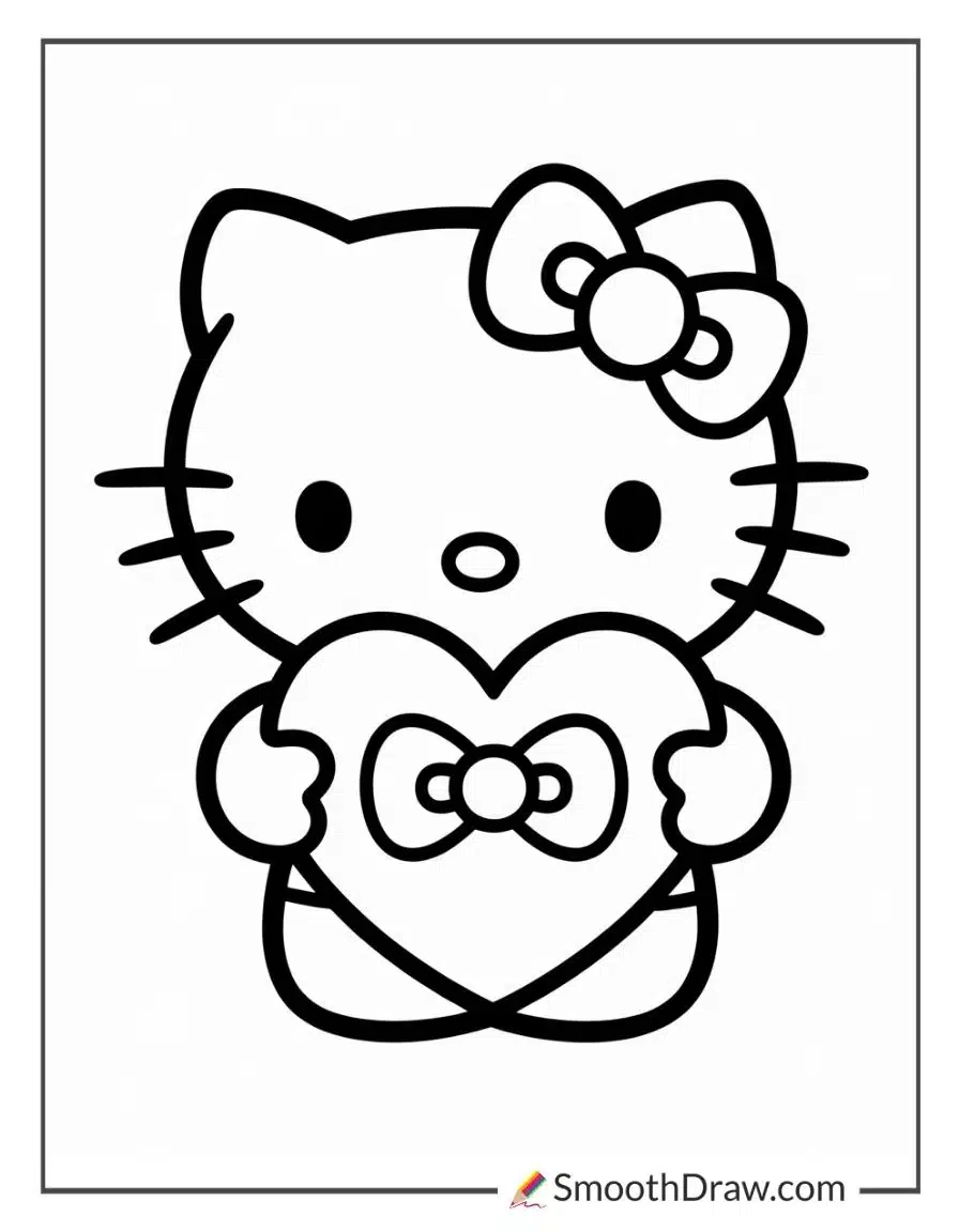 Hello Kitty Heart Coloring Page