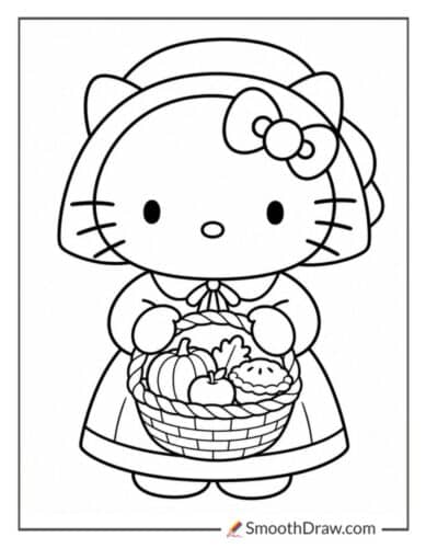 Hello Kitty In Pilgrim Bonnet