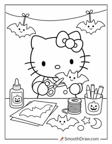 Hello Kitty Making Paper Bats