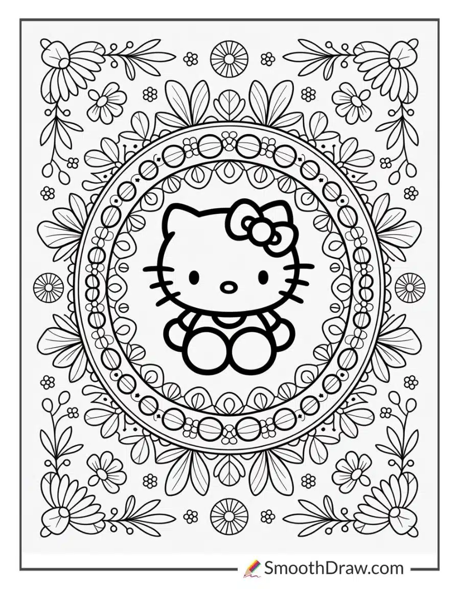 Hello Kitty Mandala Coloring Pages