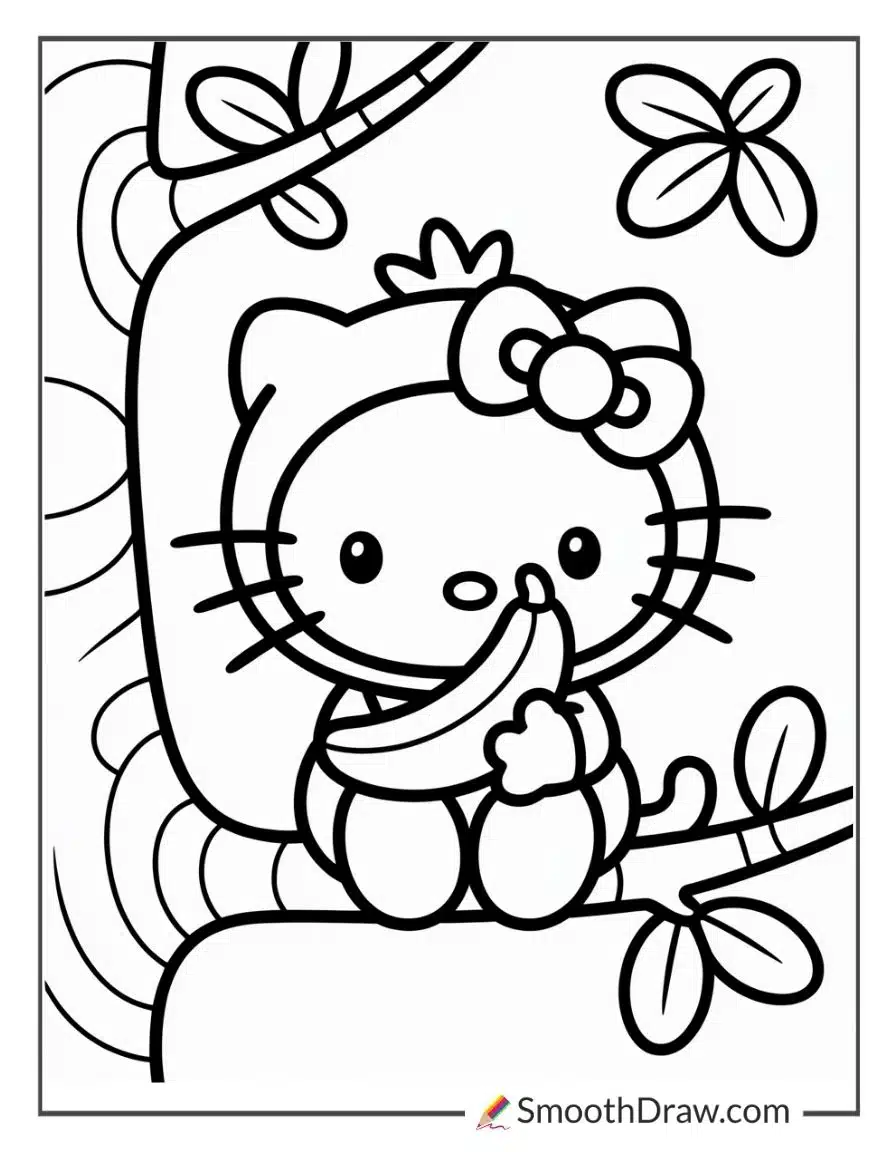 Hello Kitty Monkey Coloring Page