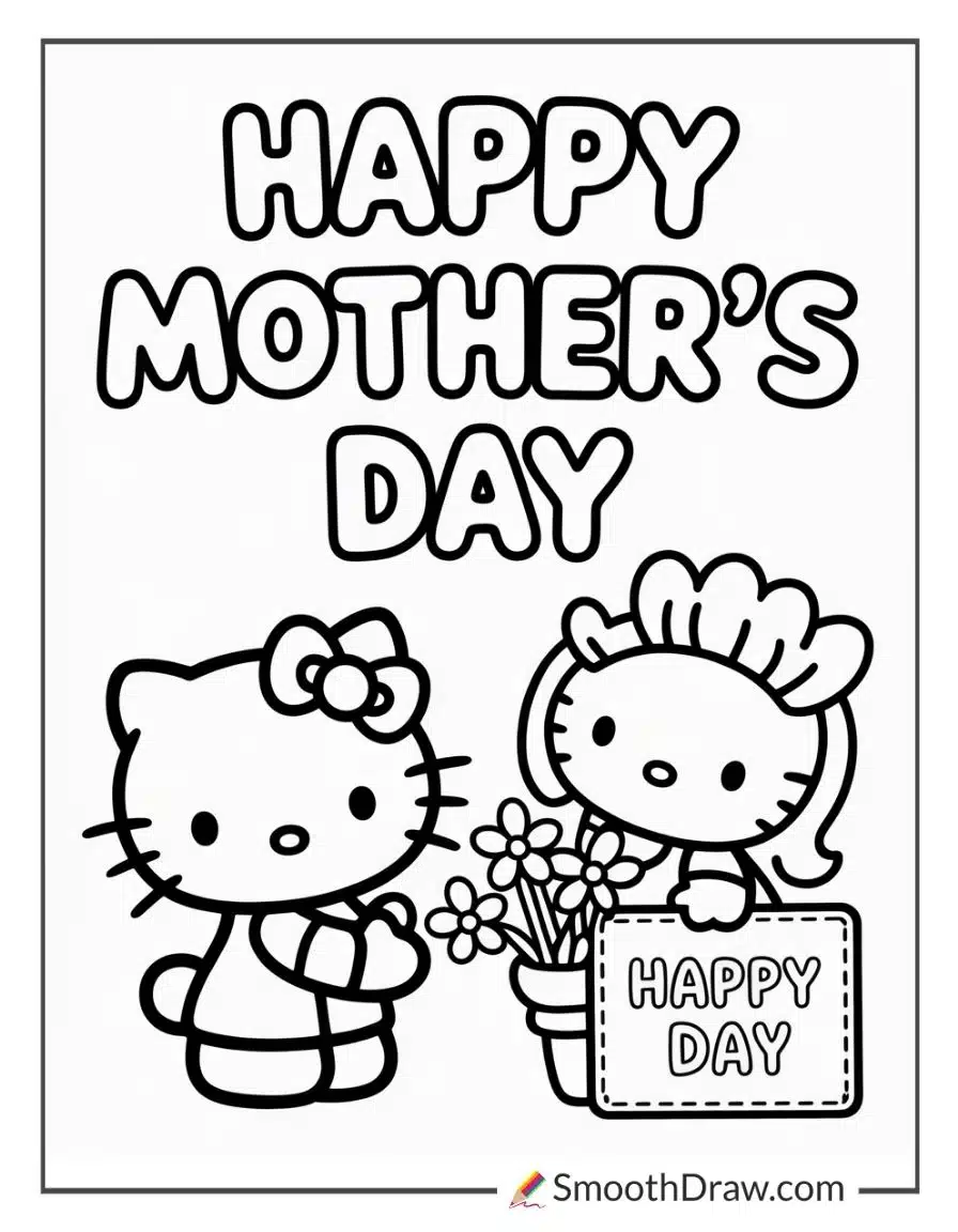 Hello Kitty Mothers Day Coloring Pages