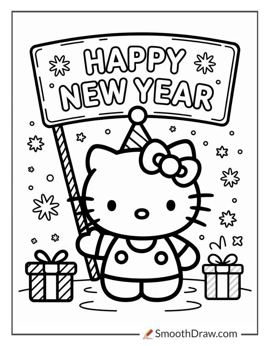 Hello Kitty New Years Coloring Pages