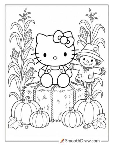 Hello Kitty On Hay Bale
