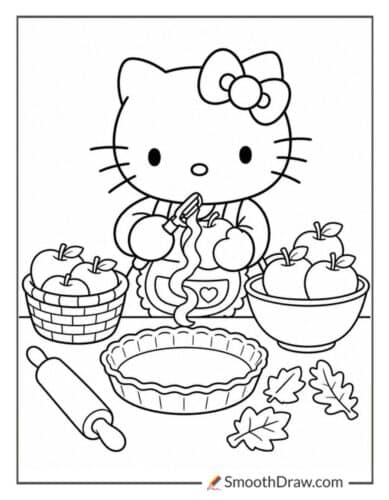 Hello Kitty Peeling Apples