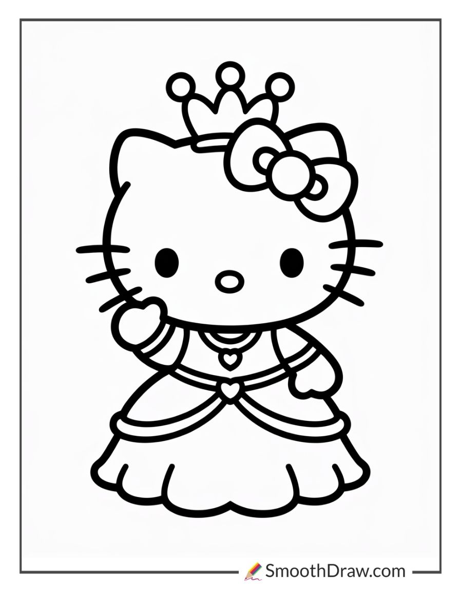 Hello Kitty Princess Coloring Page
