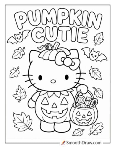 Hello Kitty Pumpkin Costume Coloring Sheet