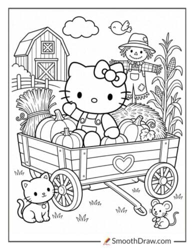 Hello Kitty Riding Harvest Wagon