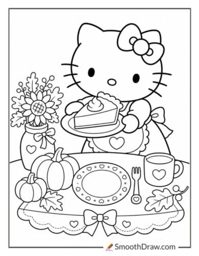 Hello Kitty Serving Pumpkin Pie