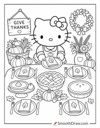 Hello Kitty Setting The Feast Table