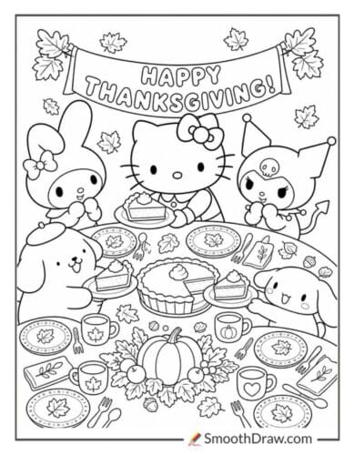 Hello Kitty Sharing Pie Slices