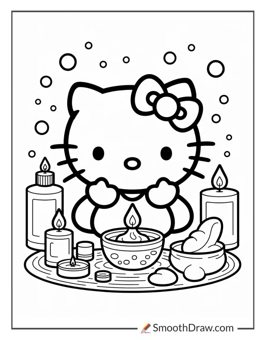 Hello Kitty Skincare Coloring Pages