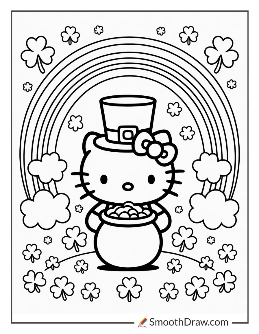 Hello Kitty St Patricks Day Coloring Sheet