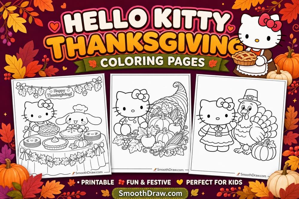 Hello Kitty Thanksgiving coloring pages