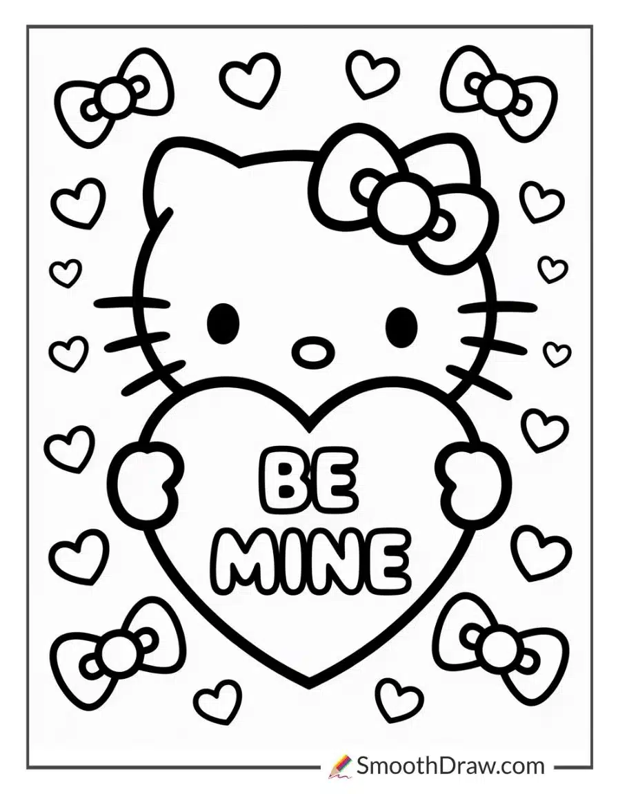 Hello Kitty Valentines Coloring Pages 1