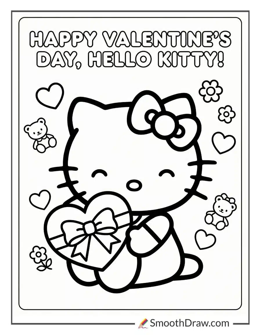 Hello Kitty Valentines Coloring Pages
